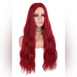 Women’s red synthetic wig 28 inches with middle part.